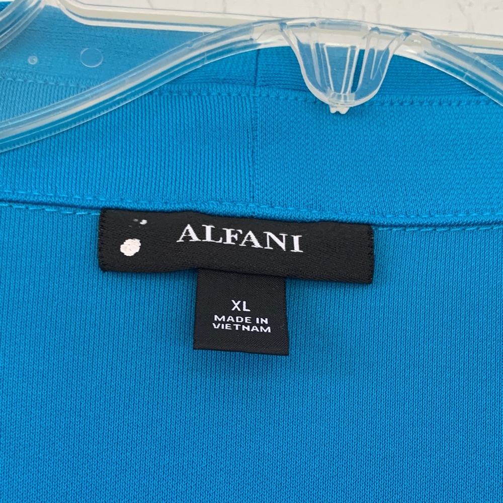 Alfani Blue/ turquoise Women's Blouse with Roll-Tab Sleeves size XL - Picture 2 of 8